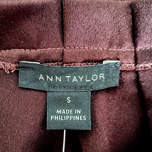 Ann Taylor Brown Pleated Ruffle Neck Tunic Top NWT - Picture 4 of 6